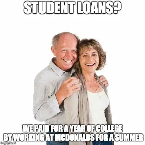 student loan meme scumbag boomers