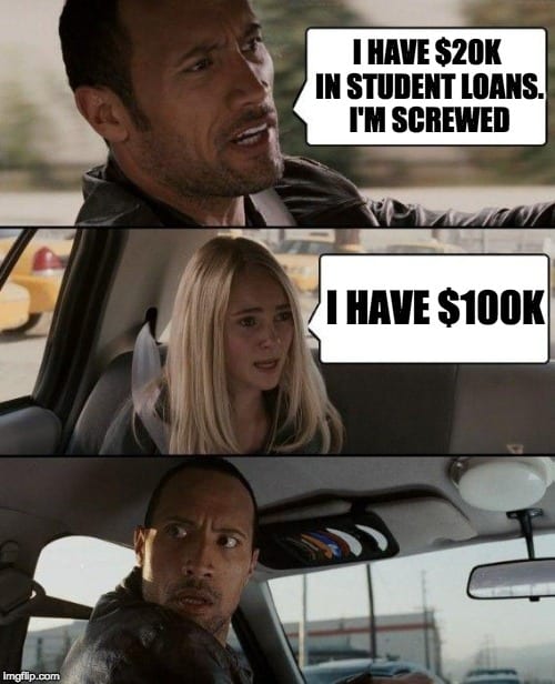 student loan meme the rock