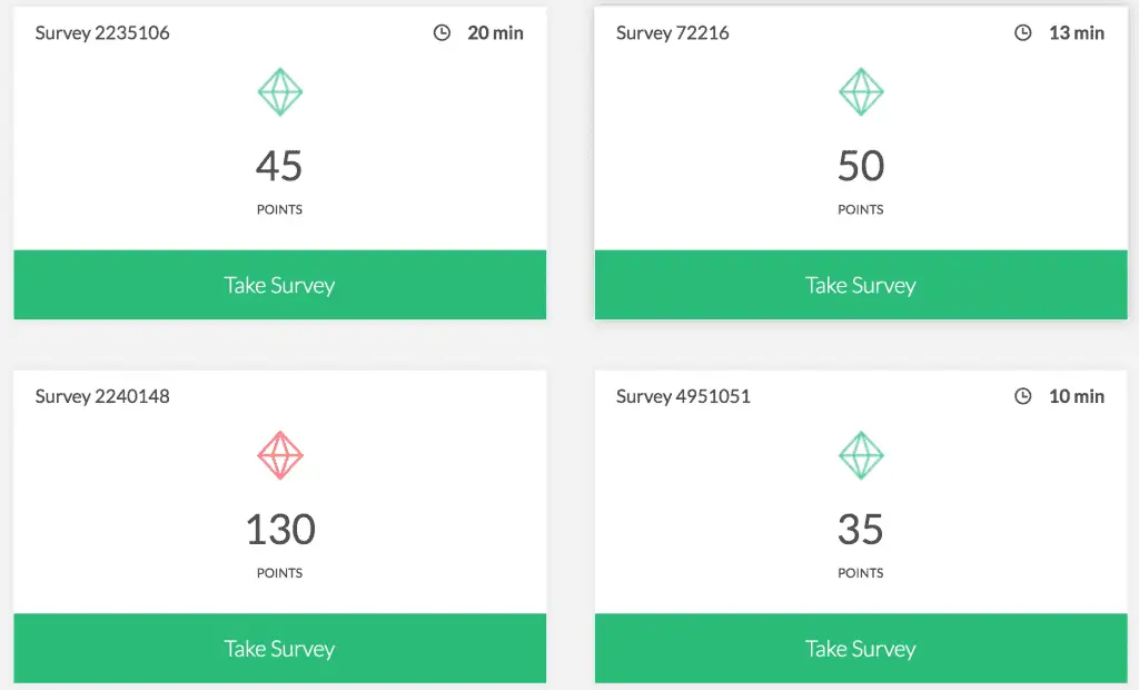 SurveyJunkie surveys with time and points