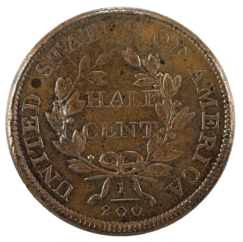 Reverse side of the Half Cent
