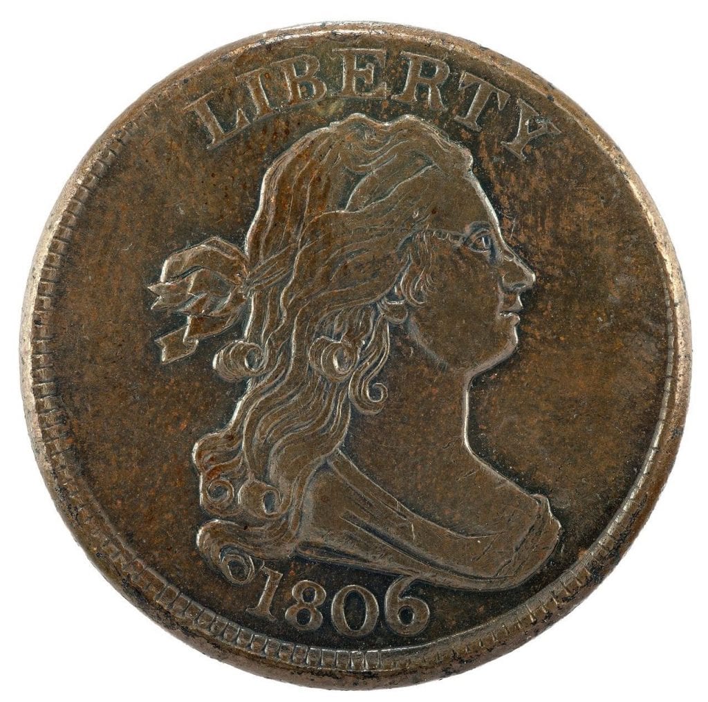 The Draped Bust is on the Half Cent