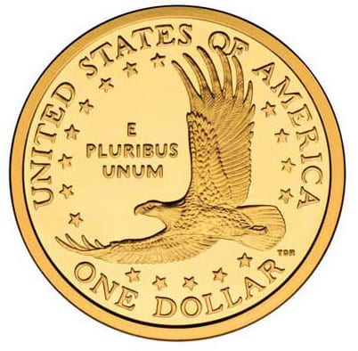 Sacagawea Dollar Backside depicting Eagle