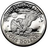 Backside of Susan B Anthony Dollar showing Eagle