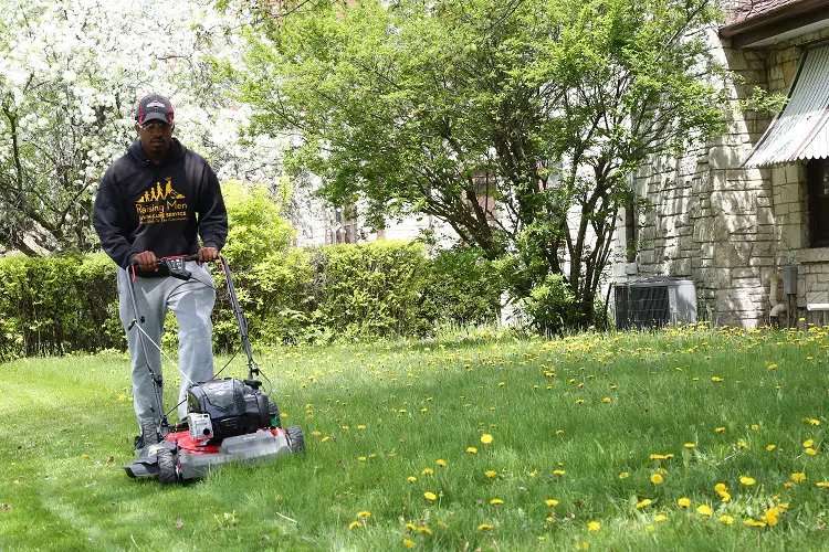 Man Mowing Lawn