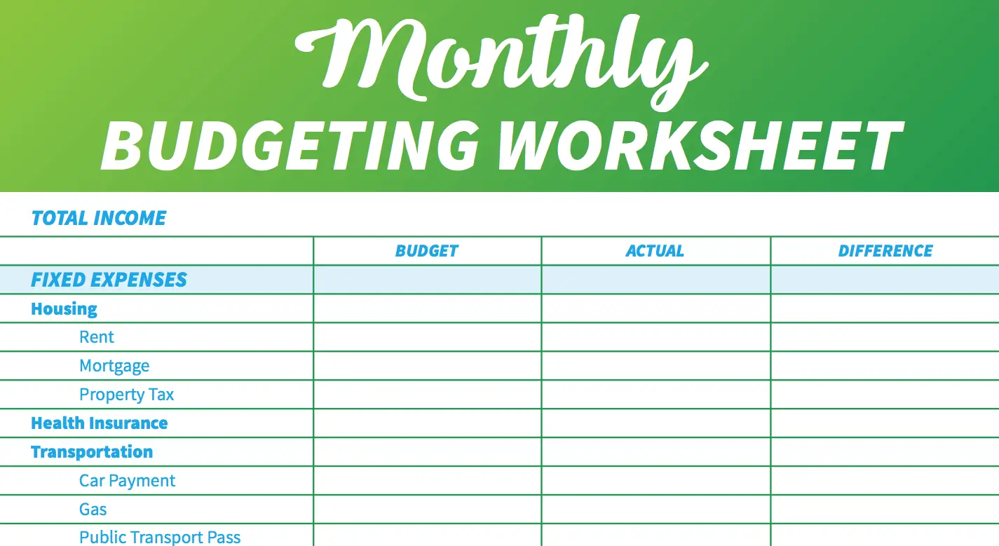 basic monthly budget household expenses list